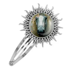 Заколка металлическая, цвет серебро, Лошадка в тумане C0904045