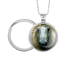 Кулон-брелок, цвет серебро, с цепочкой и кольцом, Лошадка в тумане C0904054