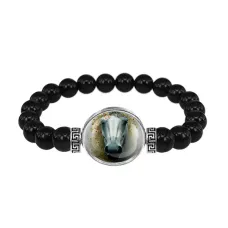 Браслет из черного агата, Лошадка в тумане C0904056