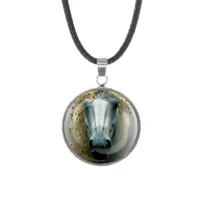 Кулон, нержавеющая сталь, со шнурком, Лошадка в тумане C0904062