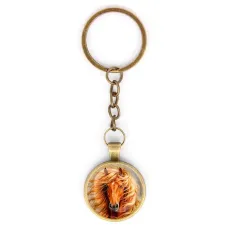 Круглый брелок, цвет бронза, с цепочкой, Лошадь C0905018