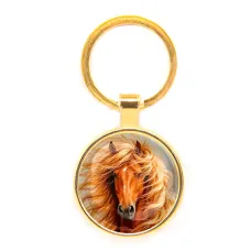 Круглый брелок, цвет золото, Лошадь C0905019