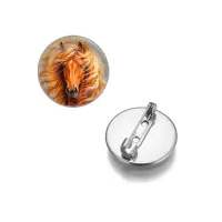 Круглый значок, цвет серебро, Лошадь C0905023