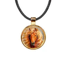 Кулон, цвет золото, со шнурком, Лошадь C0905033