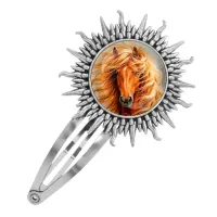 Заколка металлическая, цвет серебро, Лошадь C0905045