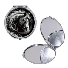 Круглое складное зеркало, цвет серебро, Лошадь C0906016