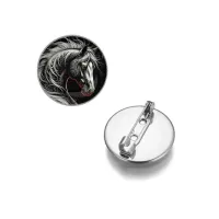 Круглый значок, цвет серебро, Лошадь C0906023