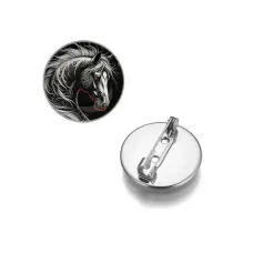 Круглый значок, цвет серебро, Лошадь C0906023