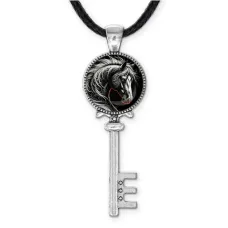 Кулон ключ, цвет серебро, со шнурком, Лошадь C0906043