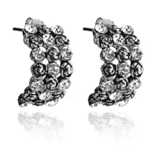 Серьги Роза со стразами, цвет серебряный UD038-s