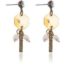 Серьги Тотем с барочным жемчугом, цвет желтый UD040-y