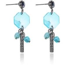 Серьги Тотем с барочным жемчугом, цвет голубой UD040-b