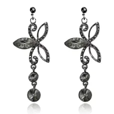 Серьги Трехлистник с кристаллами UD041