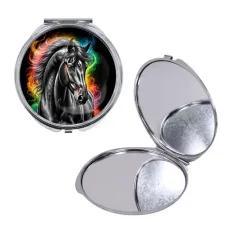 Круглое складное зеркало, цвет серебро, Черный конь C0907016