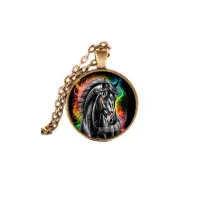 Кулон, цвет бронза, с цепочкой, Черный конь C0907028