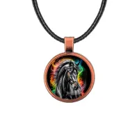 Кулон, цвет медь, со шнурком, Черный конь C0907031