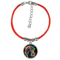 Браслет из красного шнура, Черный конь C0907047