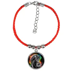 Браслет из красного шнура, Черный конь C0907047