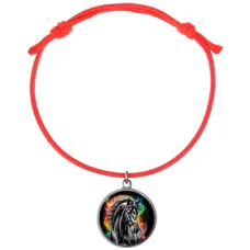 Браслет из красного шнура, Черный конь C0907052
