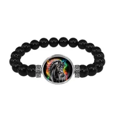 Браслет из черного агата, Черный конь C0907056
