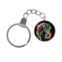 Брелок, нержавеющая сталь, с кольцом для ключей, Черный конь C0907061