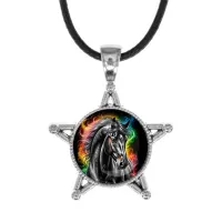 Звезда-кулон, металл, Черный конь C0907064