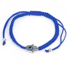 Плетёный браслет Хамса, цвет синий BS063-2