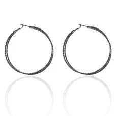 Серьги-кольца, цвет черный UD053-b