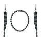 Комплект со стразами (браслет и серьги), цвет чёрный UH016