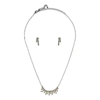 Комплект со стразами (колье и серьги), цвет желтый UH018-01