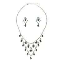 Комплект Капля с кристаллами (колье и серьги) UH030