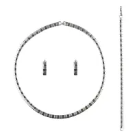 Комплект (цепочка, браслет и серьги), цвет серебряный UH033