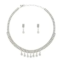 Комплект Капля с кристаллами (колье и серьги) UH038