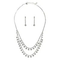 Комплект Ромб со стразами (колье и серьги) UH044