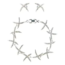 Комплект Крест со стразами (браслет и серьги) UH045