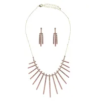 Комплект с розовыми стразами (колье и серьги) UH056