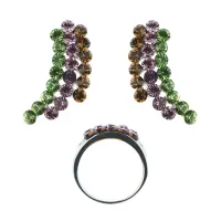 Комплект со стразами (кольцо и серьги) UH070