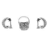 Комплект (кольцо и серьги), цвет серебряный UH073-02