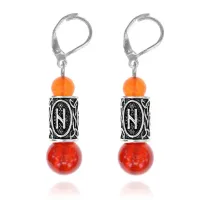 Серьги-амулеты с руной Хагалаз (Защита от любых внешних воздействий), сердолик SERS003