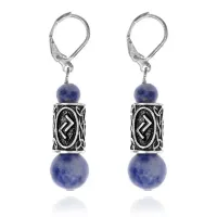 Серьги-амулеты с руной Йера (Отношения, накопления, исцеление), содалит SERS006