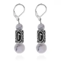 Серьги-амулеты с руной Лагуз (Интуиция, любовь, предвидение), кахолонг SERS010