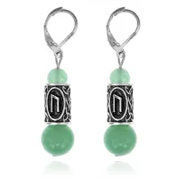 Серьги-амулеты с руной Уруз (Энергия, воля, внутренние силы), нефрит SERS012