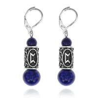 Серьги-амулеты с руной Перт (Удача, сексуальность, плодовитость), лазурит SERS013