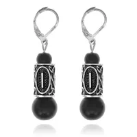 Серьги-амулеты с руной Иса (Остановка любых негативных ситуаций), шунгит SERS024