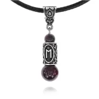 Кулон-амулет с руной Эваз (Здоровье, путешествия, любовь, успех), гранат KULS005