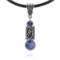 Кулон-амулет с руной Йера (Отношения, накопления, исцеление), содалит KULS006