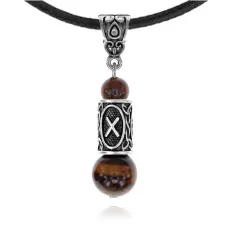 Кулон-амулет с руной Гебо (Бизнес, партнерство, семья, гармония), тигровый глаз KULS007