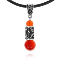 Кулон-амулет с руной Наутиз (Упорство, уверенность, достижение цели), сердолик KULS014