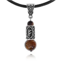 Кулон-амулет с руной Феху (Карьера, бизнес, богатство, любовь), тигровый глаз KULS016