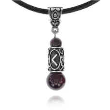 Кулон-амулет с руной Кеназ (Творчество, страсть, вдохновение), гранат KULS018